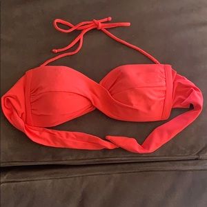 Coral bandeau halter bathing suit top
